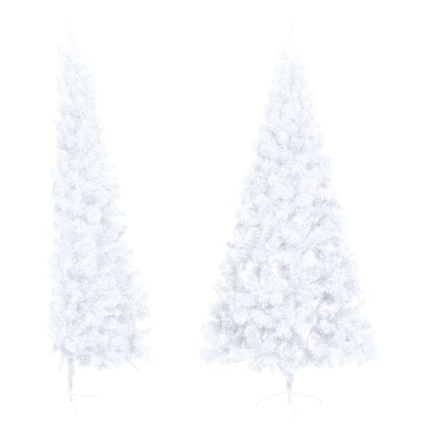 vidaXL Artificial Half Christmas Tree with Stand White 7 ft PVC - Image 2