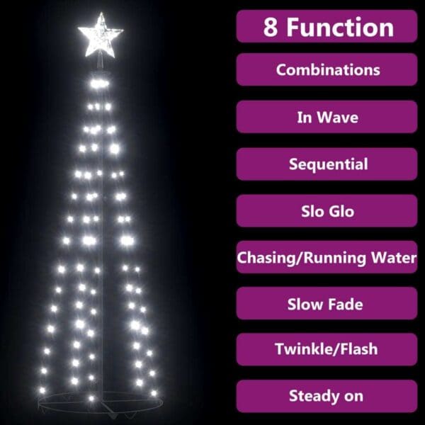 Freestanding Christmas Cone Tree - Cold White LED Lights, 5 ft tall - Image 3