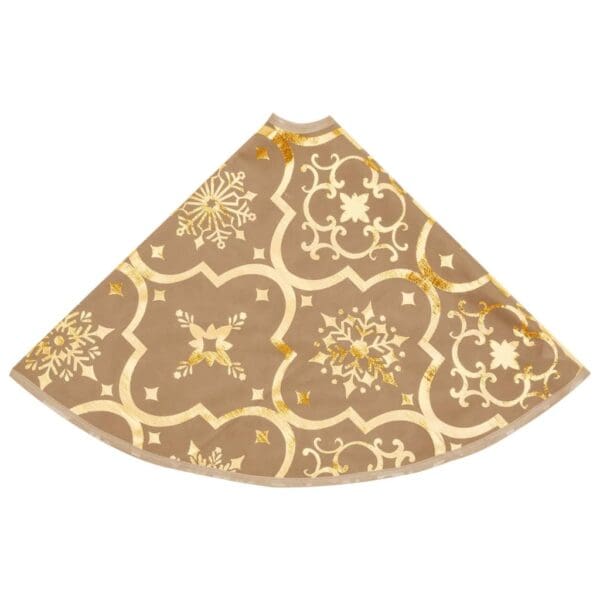 vidaXL Luxury Christmas Tree Skirt with Sock Yellow 5 ft Fabric - Image 5