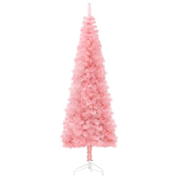 vidaXL Slim Artificial Half Christmas Tree with Stand Pink 4 ft - Image 4