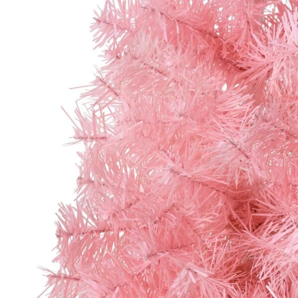 vidaXL Slim Artificial Half Christmas Tree with Stand Pink 4 ft - Image 7