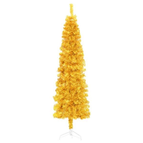 vidaXL Slim Artificial Half Christmas Tree with Stand Gold 4 ft - Image 4