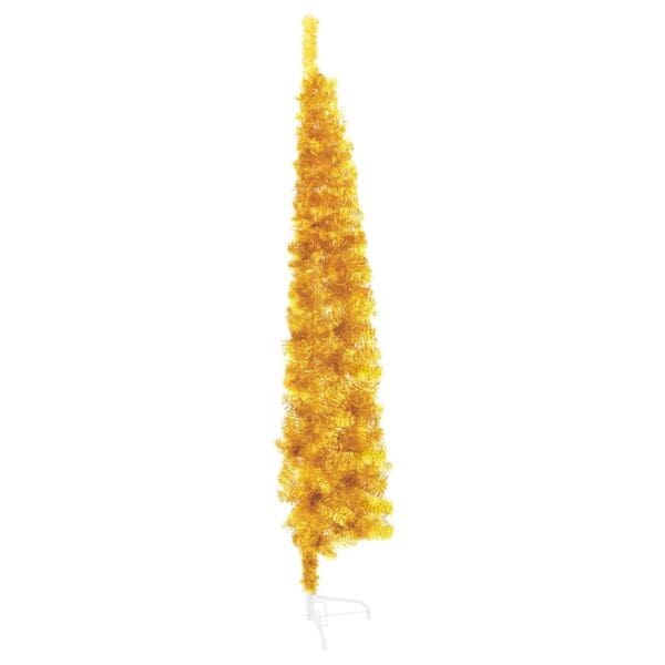 vidaXL Slim Artificial Half Christmas Tree with Stand Gold 4 ft - Image 5