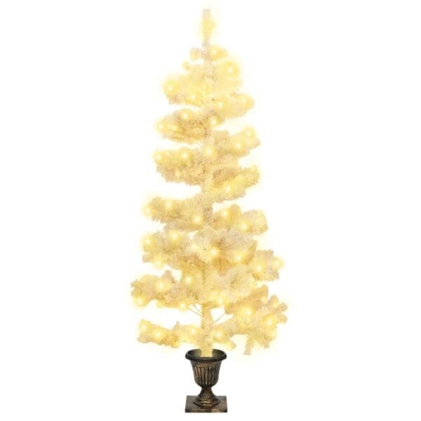 vidaXL Swirl Pre-lit Christmas Tree with Pot White 4 ft PVC - Image 2