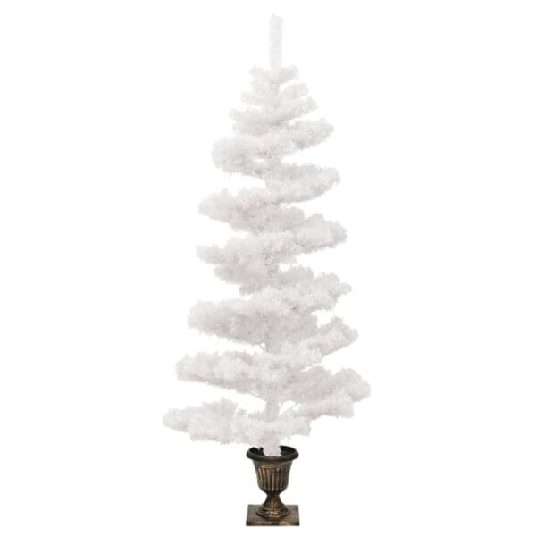 vidaXL Swirl Pre-lit Christmas Tree with Pot White 4 ft PVC - Image 4