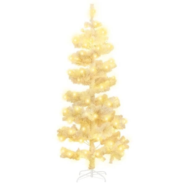 vidaXL Swirl Pre-lit Christmas Tree with Stand White 5 ft PVC - Image 2