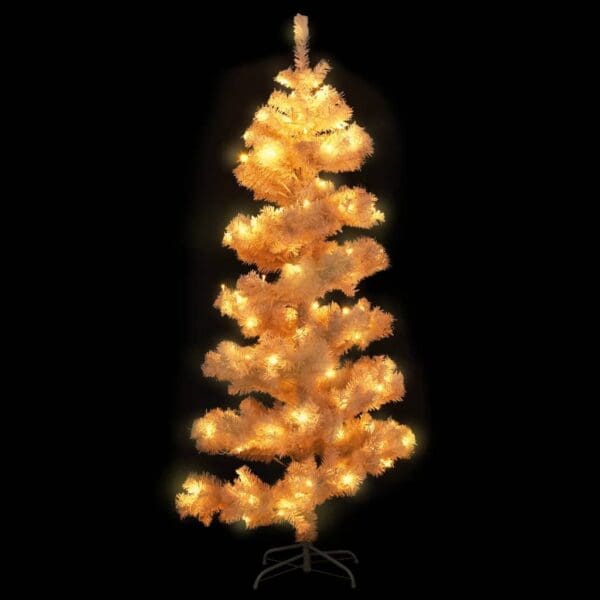 vidaXL Swirl Pre-lit Christmas Tree with Stand White 5 ft PVC - Image 3