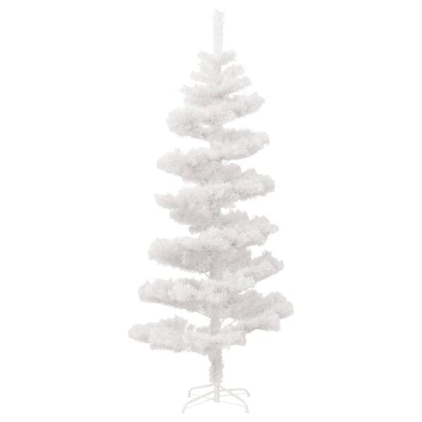 vidaXL Swirl Pre-lit Christmas Tree with Stand White 5 ft PVC - Image 4