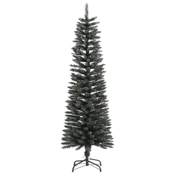 vidaXL Artificial Slim Christmas Tree with Stand Green 5 ft PVC - Image 2