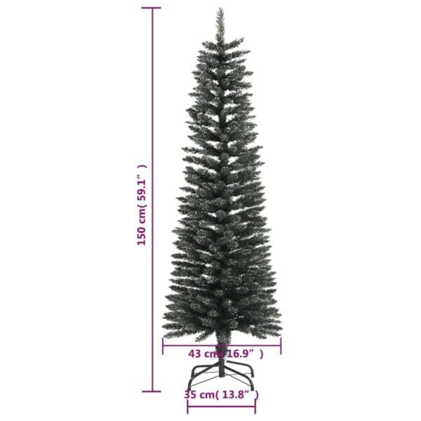 vidaXL Artificial Slim Christmas Tree with Stand Green 5 ft PVC - Image 6