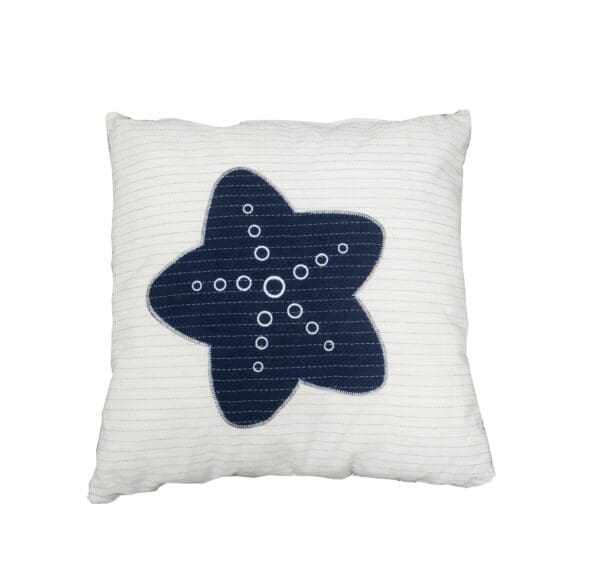 Nautical Blue Star/White Square Accent Pillow