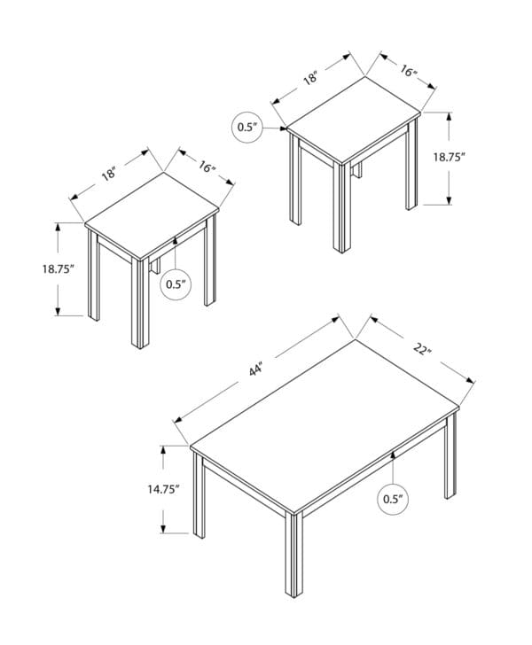 Black Table Set - 3Pcs Set - Image 6