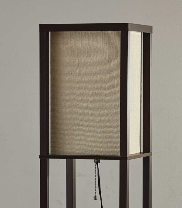 Floor Lamp With Walnut Wood Finish Storage Shelves - Image 3