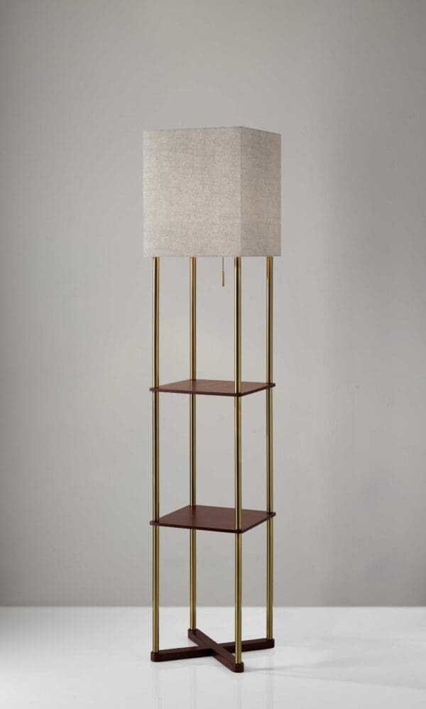 62" Column Floor Lamp With Gray Square Shade - Image 4