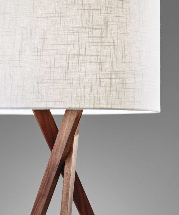 63" Solid Wood Tripod Floor Lamp With White Drum Shade - Image 3