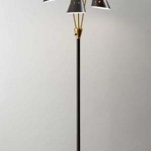 66" Black Three Light Novelty Floor Lamp With Black Cone Shade