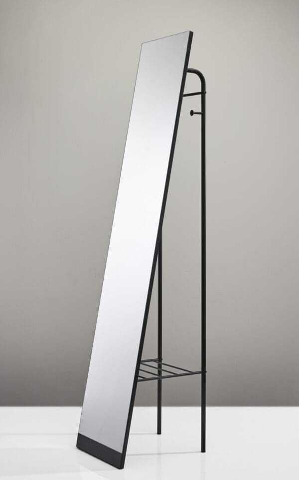 58" Matte Rectangle Cheval Standing Mirror Freestanding With Metal Frame - Image 3