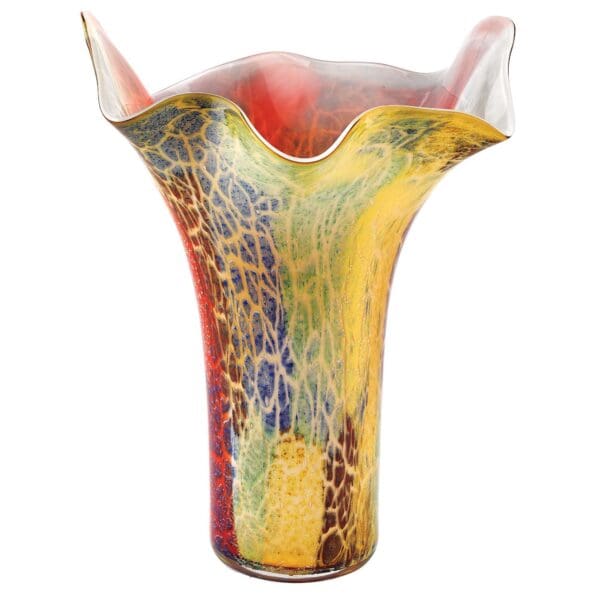 17 Multicolor Glass Napkin Shape Mouth Blown Vase - Image 2