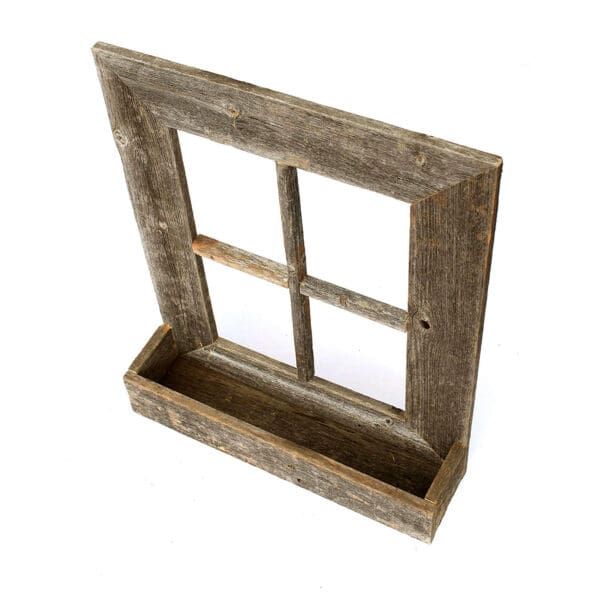 22X18 Rustic Weatered Grey Window Frame With Planter - Image 5