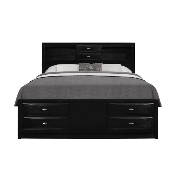 Solid Wood Full Black Eight Drawers Bed - Image 2