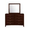 Sleek Dark Cherry Wood Wall Hanging Mirror