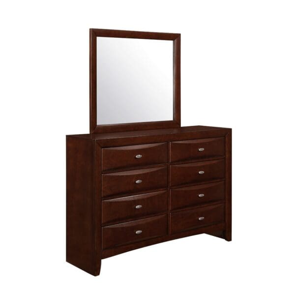 Sleek Dark Cherry Wood Wall Hanging Mirror - Image 3