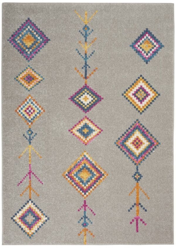 5' X 7' Gray Geometric Berber Area Rug - Image 2