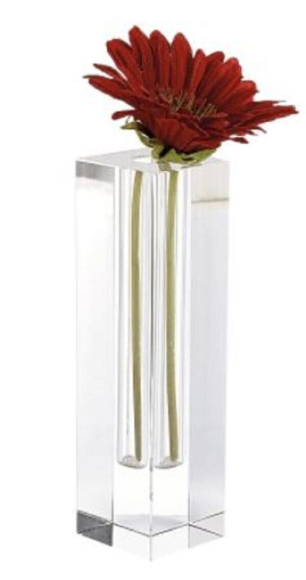 Modern Clear Tall Block Optical Crystal Vase - Image 2