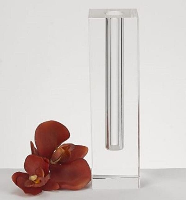 Modern Clear Tall Block Optical Crystal Vase - Image 3