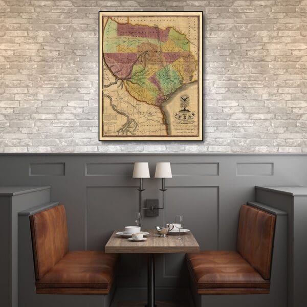 24" X 30" Texas And Surroundings C1837 Vintage Map Poster Wall Art - Image 4