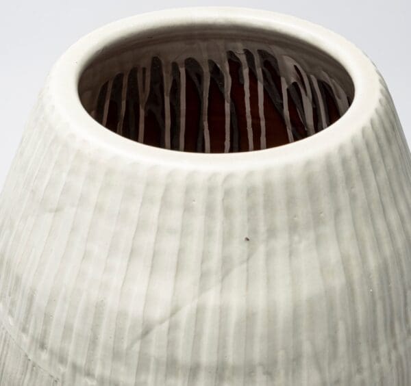 Petite White Embossed Stripes Ceramic Vase - Image 6