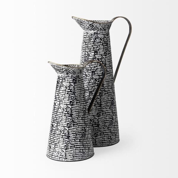 Petite Black And White Textured Jug Vase - Image 3