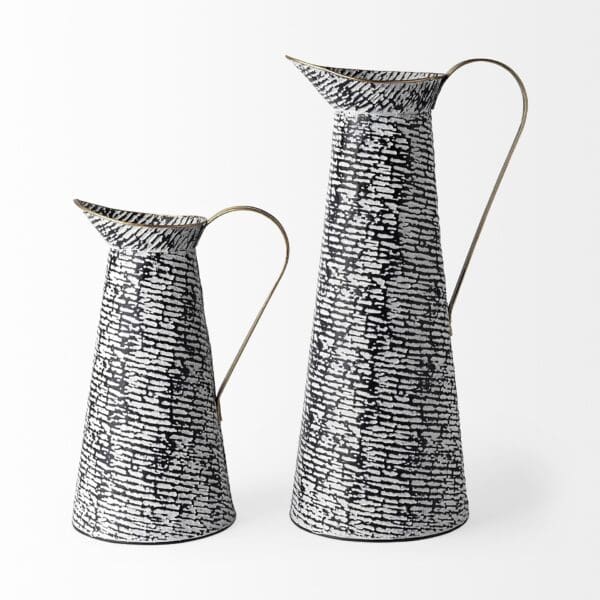 Petite Black And White Textured Jug Vase - Image 4