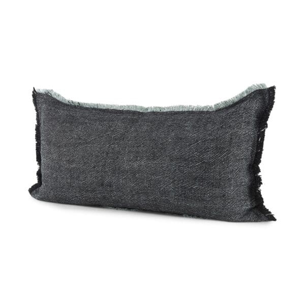 Fringed Lumbar Throw Pillow Cover - Dark Gray