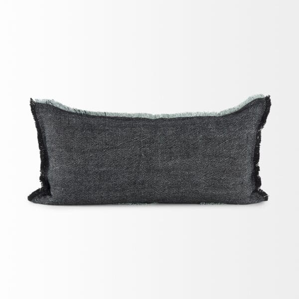 Fringed Lumbar Throw Pillow Cover - Dark Gray - Image 3