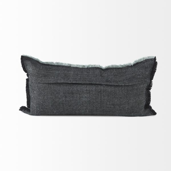 Fringed Lumbar Throw Pillow Cover - Dark Gray - Image 5