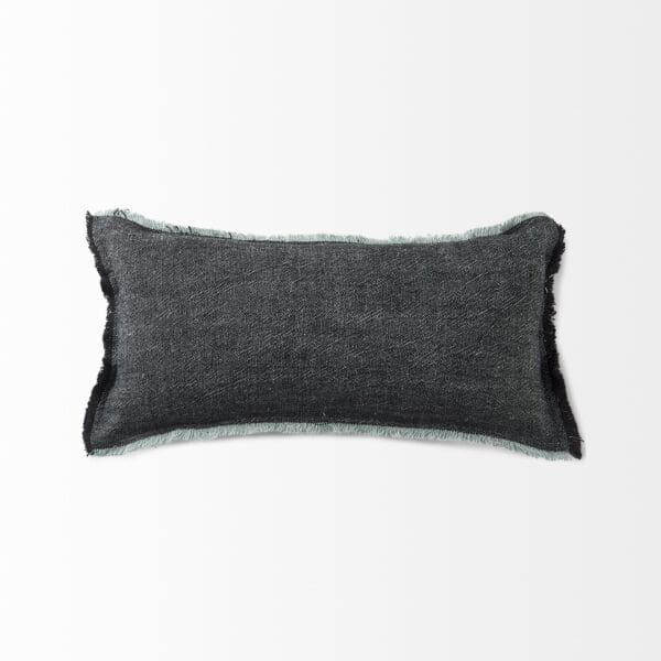 Fringed Lumbar Throw Pillow Cover - Dark Gray - Image 6