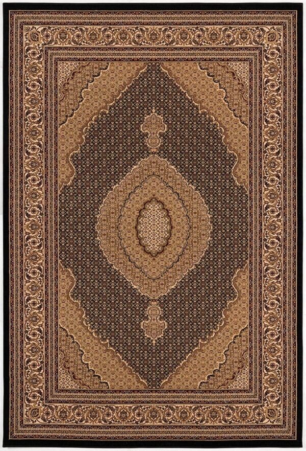 7' x 9' Black and Beige Medallion Area Rug - Image 3