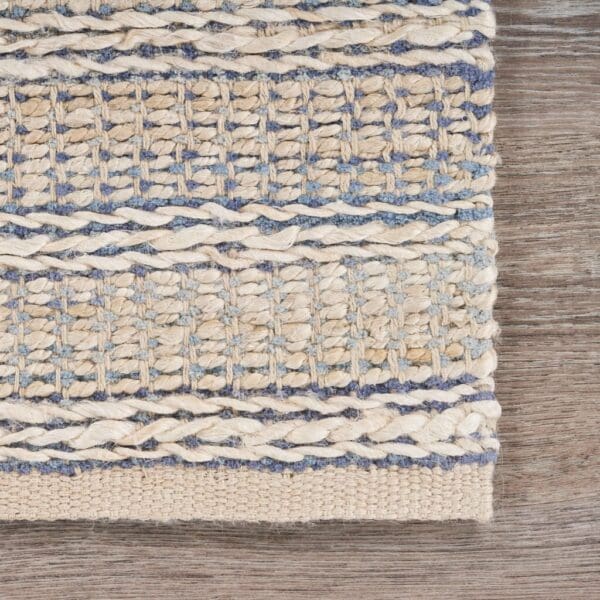 8' x 10' Blue and Cream Braided Jute Area Rug - Image 4