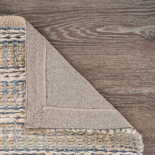 8' x 10' Blue and Cream Braided Jute Area Rug - Image 5