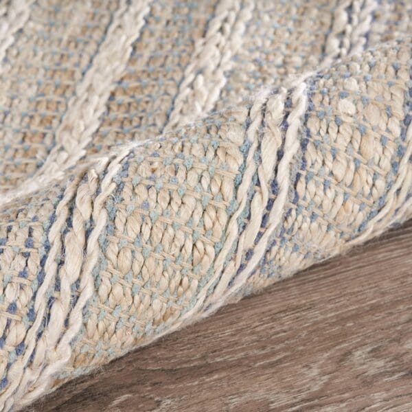 8' x 10' Blue and Cream Braided Jute Area Rug - Image 6