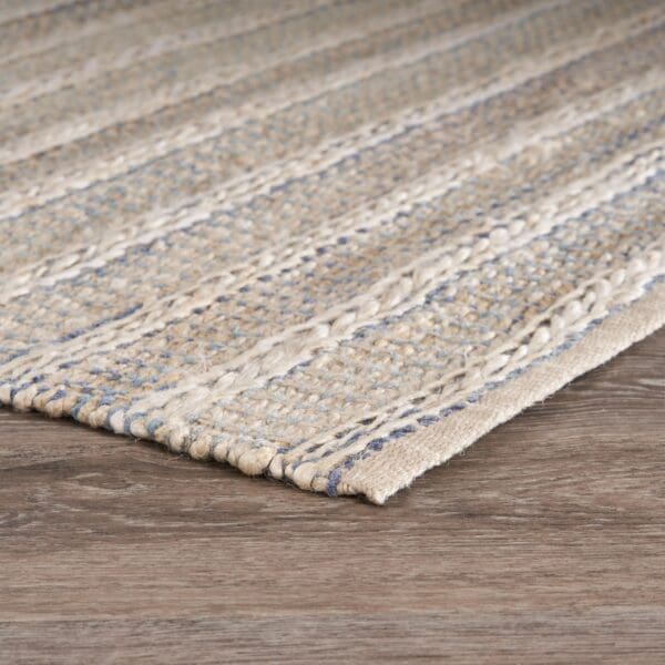 8' x 10' Blue and Cream Braided Jute Area Rug - Image 7