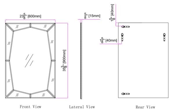 36" Mirrored Rectangle Accent Mirror Wall Mounted With Glass Frame - Image 4