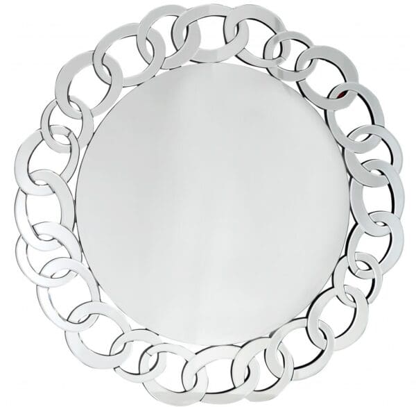 39" Mirrored Round Accent Mirror Wall Mounted With Glass Frame - Image 2