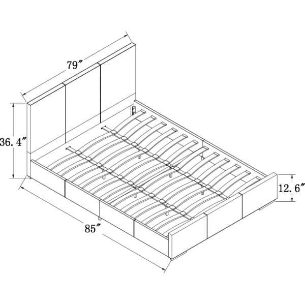 Grey Upholstered King Platform Bed - Image 5