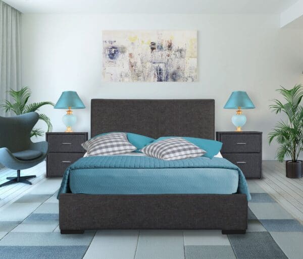 Grey Upholstered King Platform Bed - Image 6