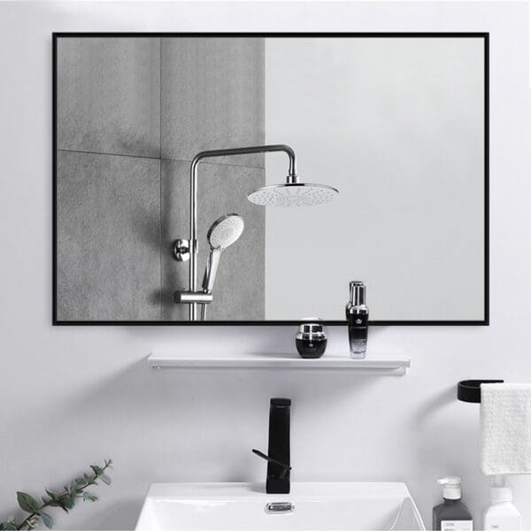 Black Rectangular Wall Mirror - Image 2