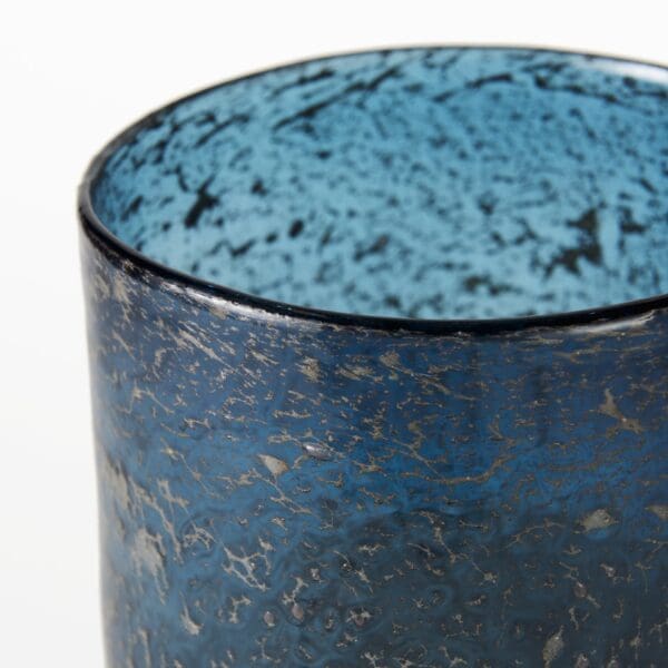 10" Artisan Blue and Gold Metallic Flat Bottom Vase - Image 5