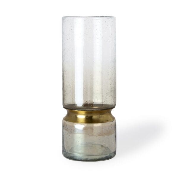 13" Smoked Bubble Glass Gold Accent Vase - Image 2