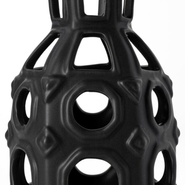 9" Black Pierced Pattern Ceramic Vase - Image 5